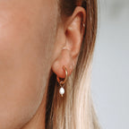 18K Gold Plated Freshwater Pearl Huggie Hoop Earrings