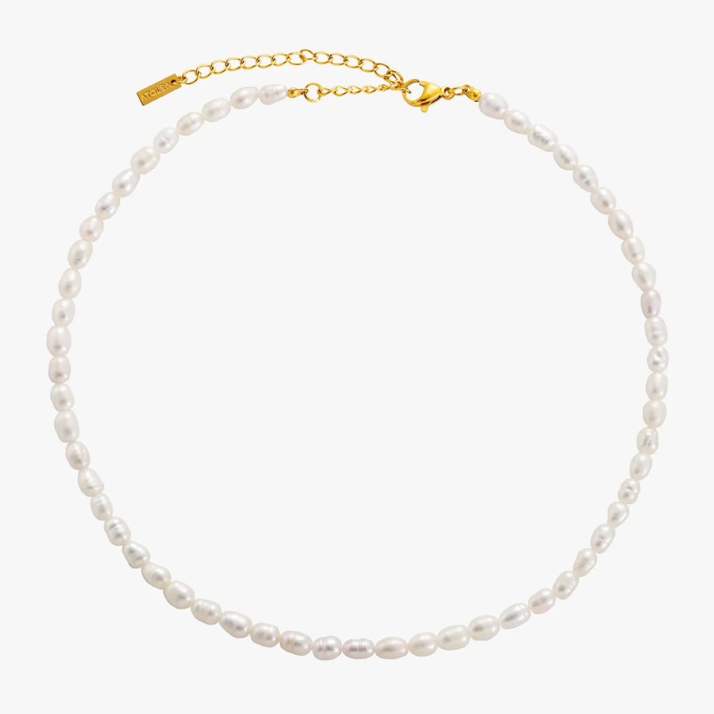 18K Gold Plated Genuine Freshwater Pearl Choker Necklace