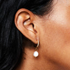 18K Gold Plated Genuine Freshwater Pearl Hoop Earrings