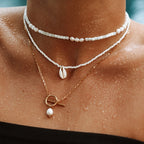 18K Gold Plated Freshwater Pearl Toggle Clasp Pendant Necklace