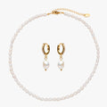 Freshwater Pearl Choker & Hoop Earrings Bundle Set