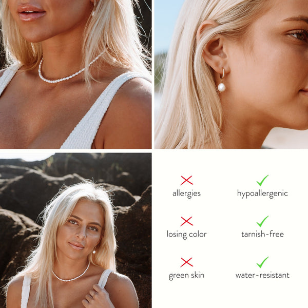 Freshwater Pearl Choker & Hoop Earrings Bundle Set