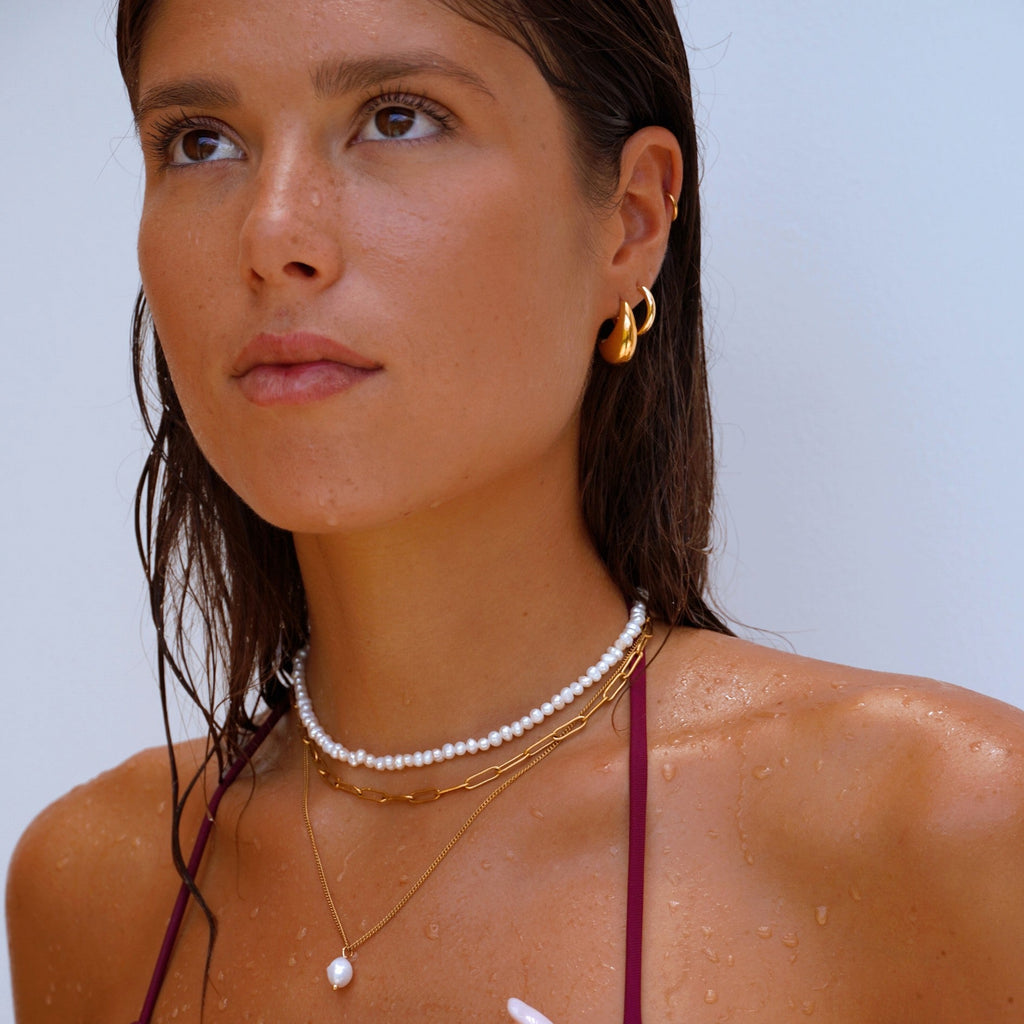 18K Gold Plated Mini Freshwater Pearl Choker Necklace