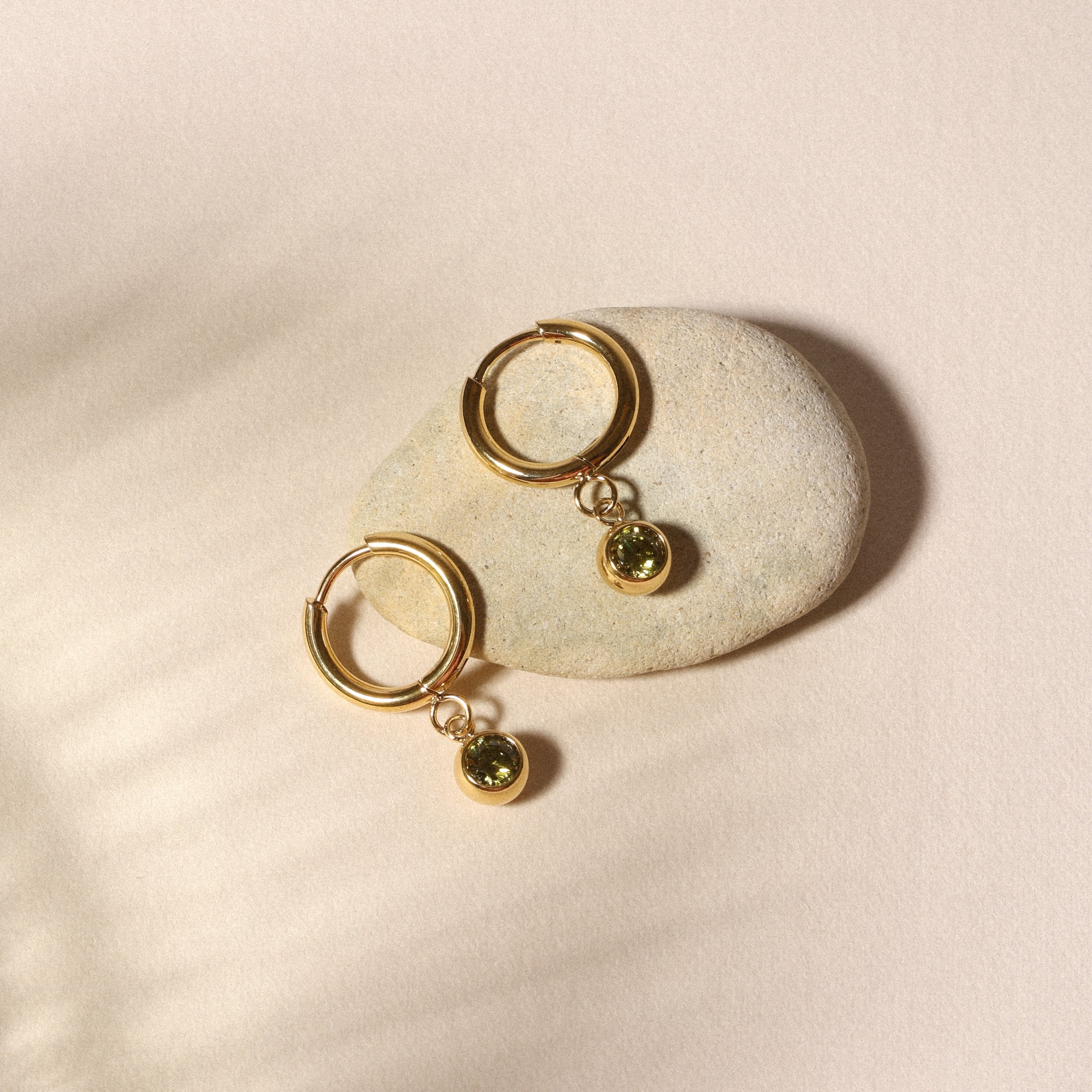 18K Gold Plated Birthstone Charm Huggie Hoop Earrings