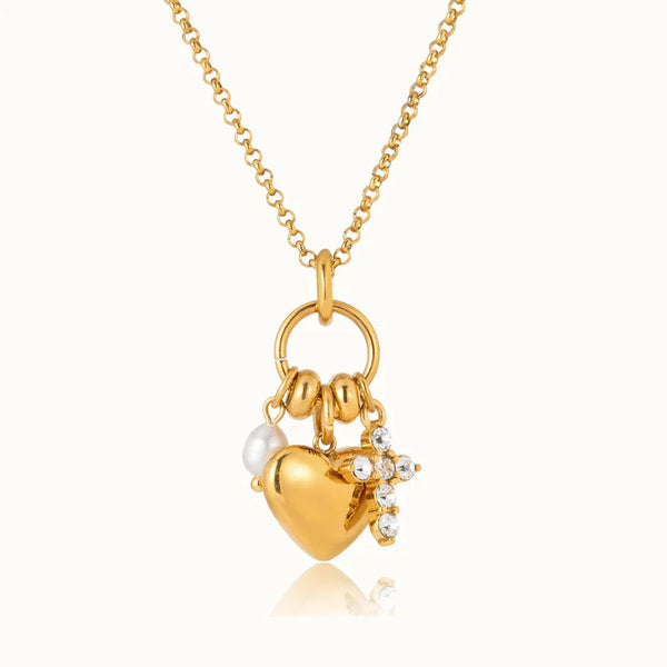 Delphina Diamond Heart Charm Necklace