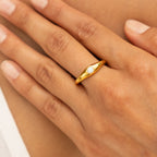 18K Gold Plated Opal Stone Band Ring Gold Silver