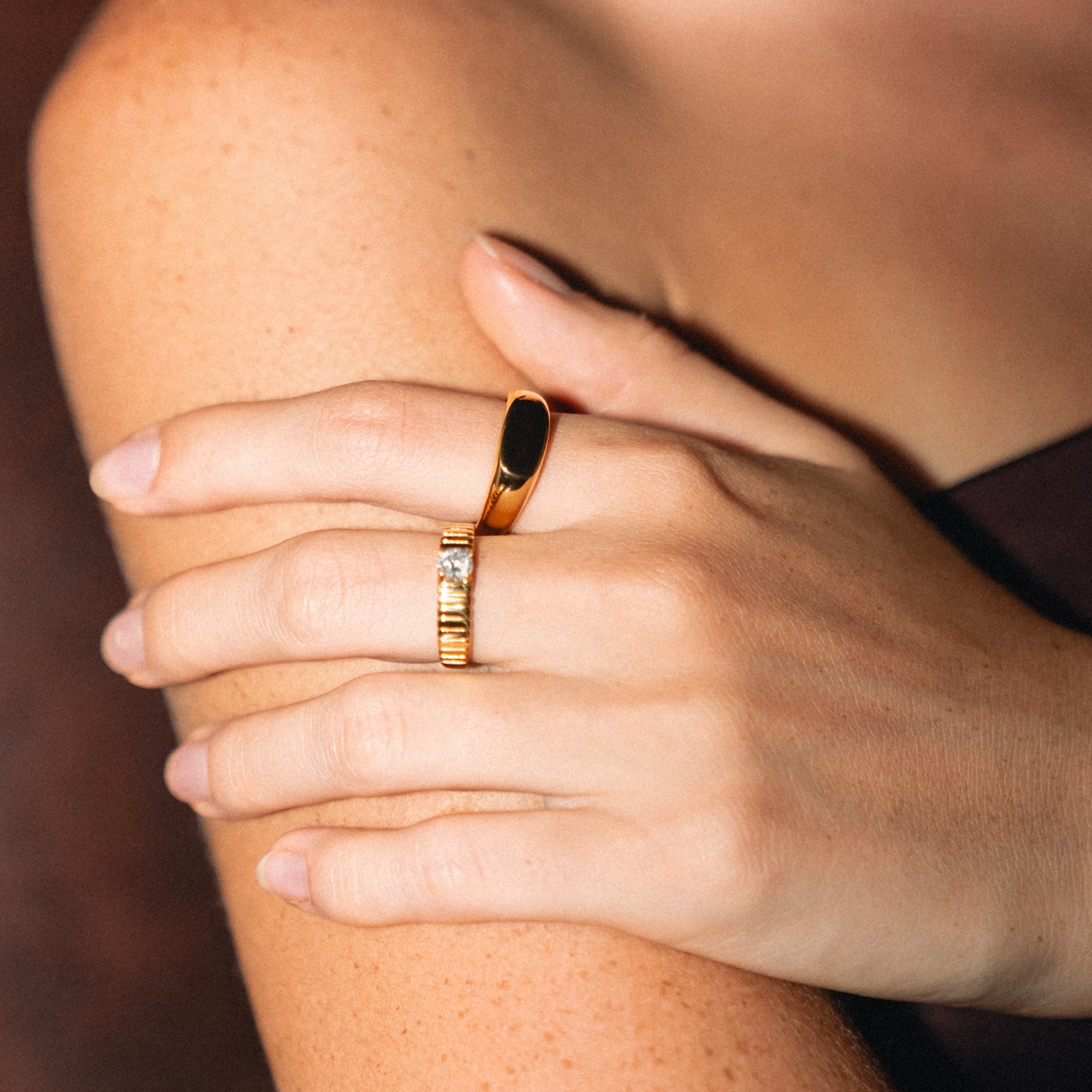 18K Gold Plated Aspen White Zircon Statement Ring