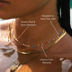 18K Gold Plated Rainbow Enamel Dainty Choker Necklace
