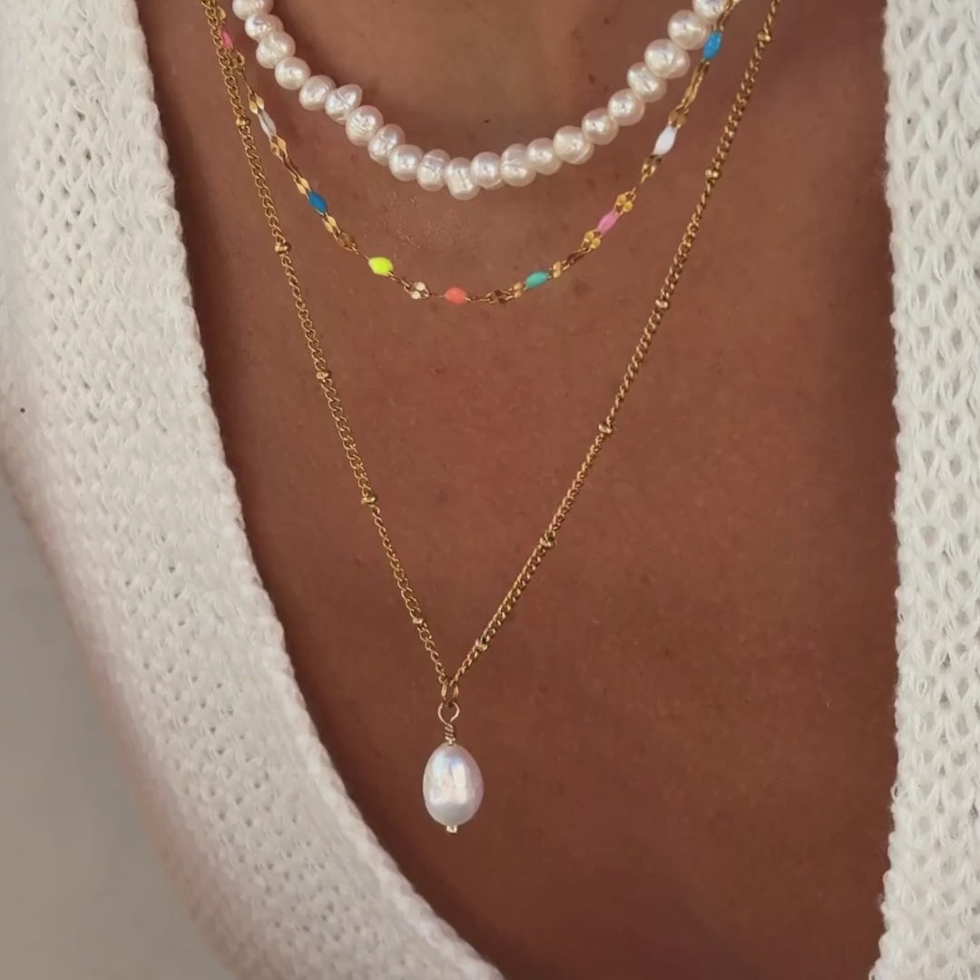 18K Gold Plated Baroque Freshwater Pearl Pendant Necklace