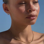 18K Gold Plated Double Chain Curb & Satellite Choker Necklace