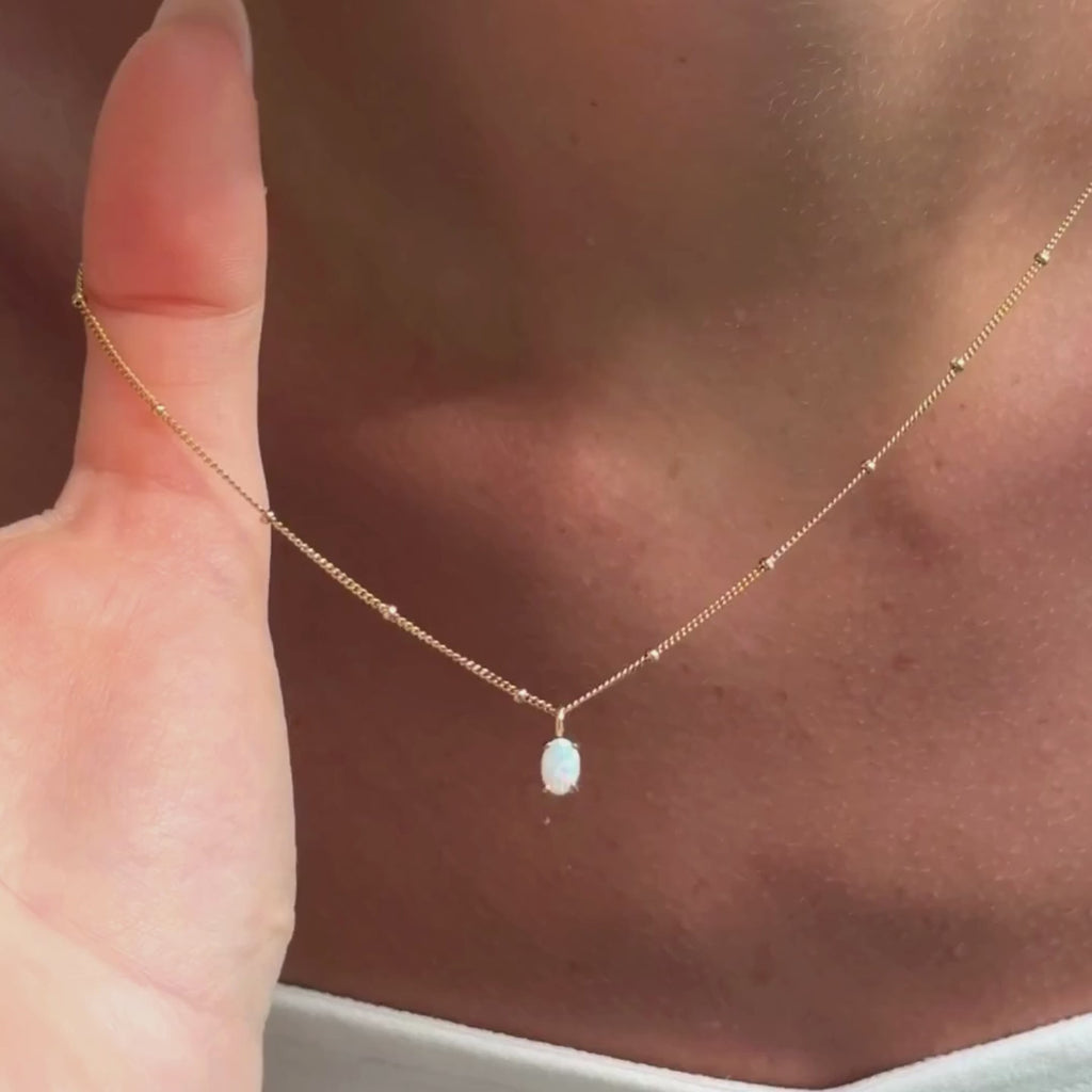 18K Gold Plated AAA Opal Stone Satellite Chain Pendant Necklace