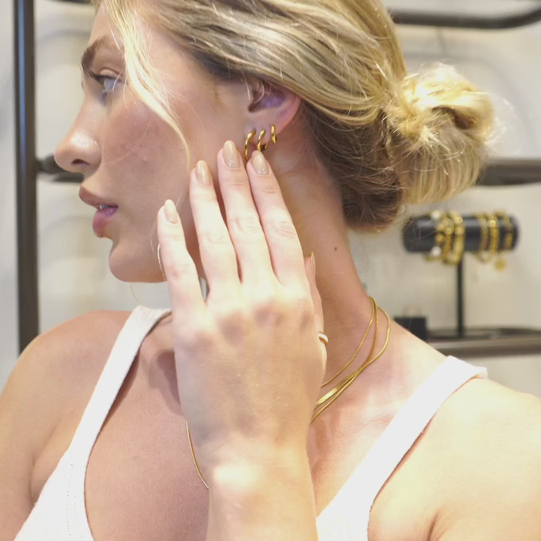 Triple Hoop Earrings Set Gold Plated 18K