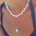 18K Gold Plated Mother of Pearl Clover Pendant Necklace
