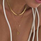 18K Gold Plated North Star Rectangle Tag Pendant Necklace