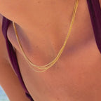18K Gold Plated Four Layer Dainty Chain Choker Necklace Waterproof
