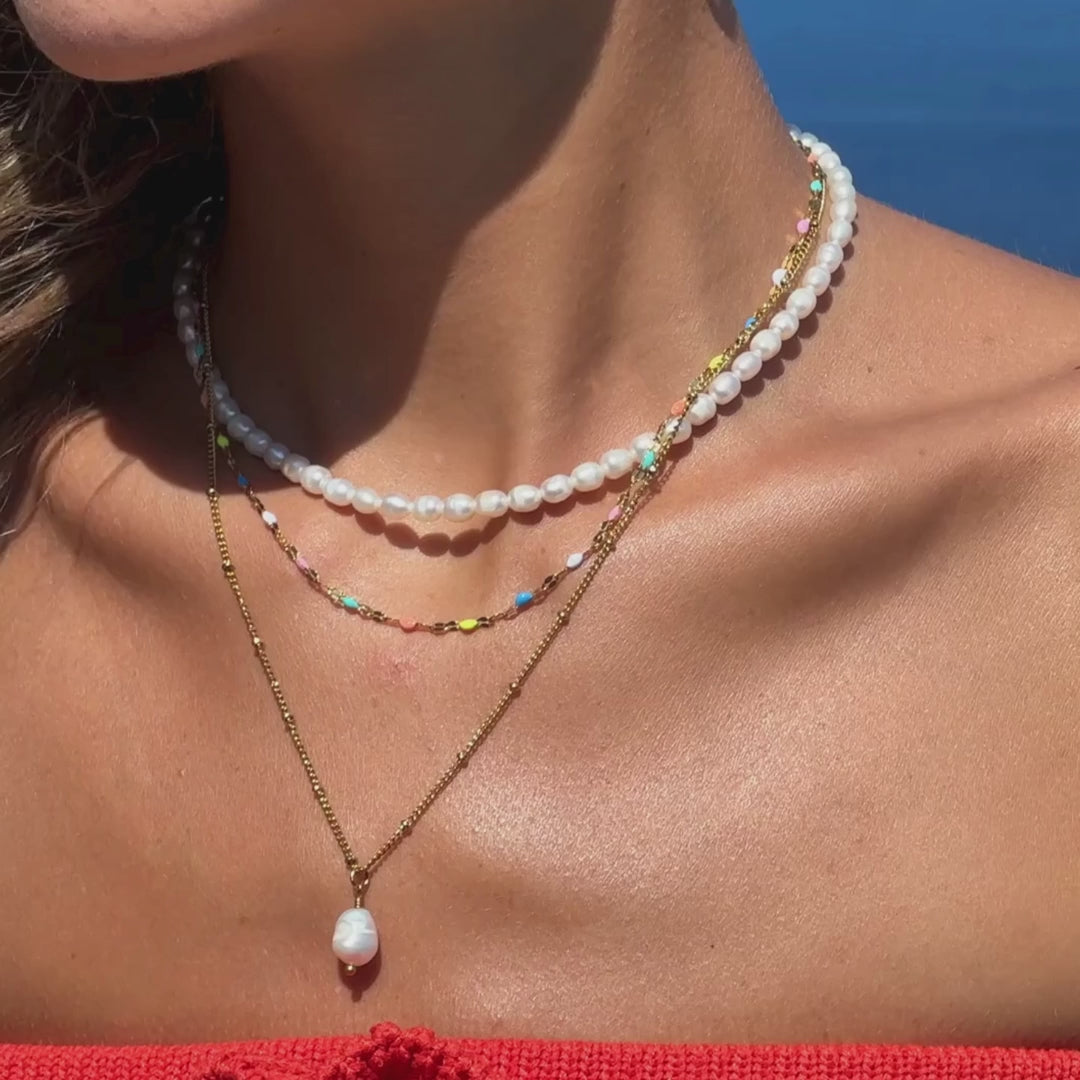 18K Gold Plated Rainbow Enamel Dainty Choker Necklace