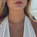 18K Gold Plated Geometric Bead Choker Necklace Waterproof
