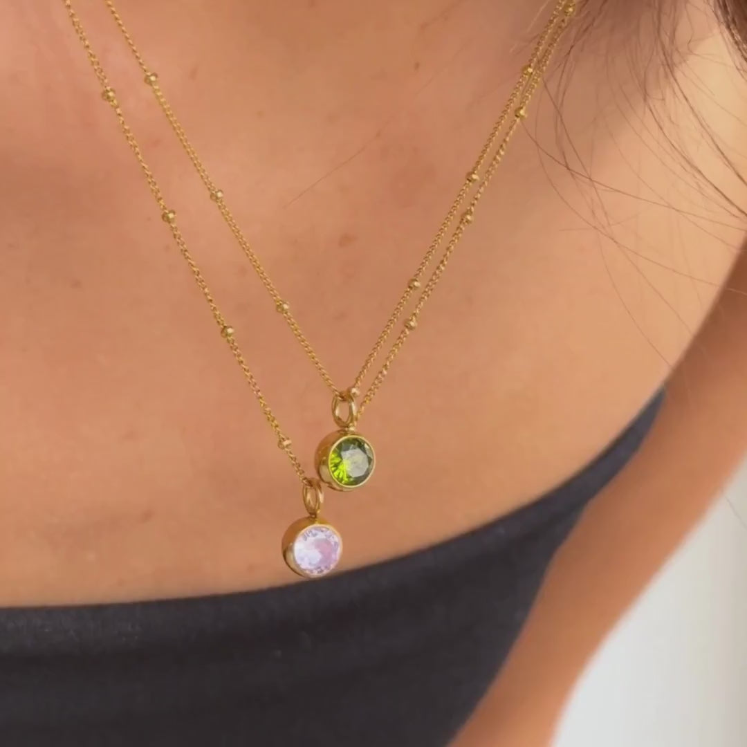 18K Gold Plated Birthstone Pendant Necklace