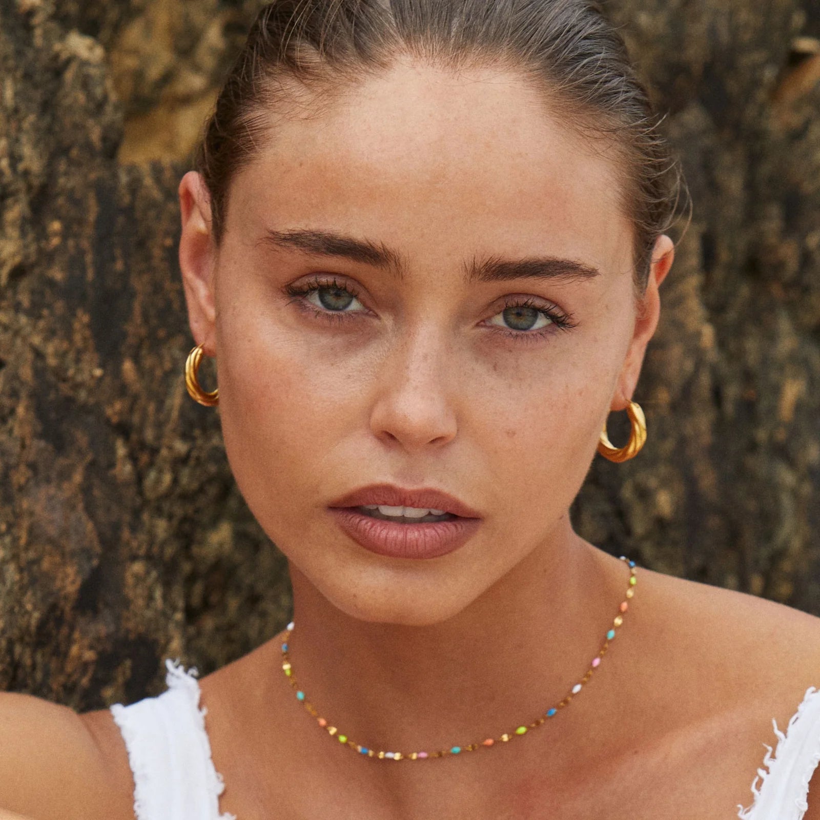 18K Gold Plated Rainbow Enamel Dainty Choker Necklace