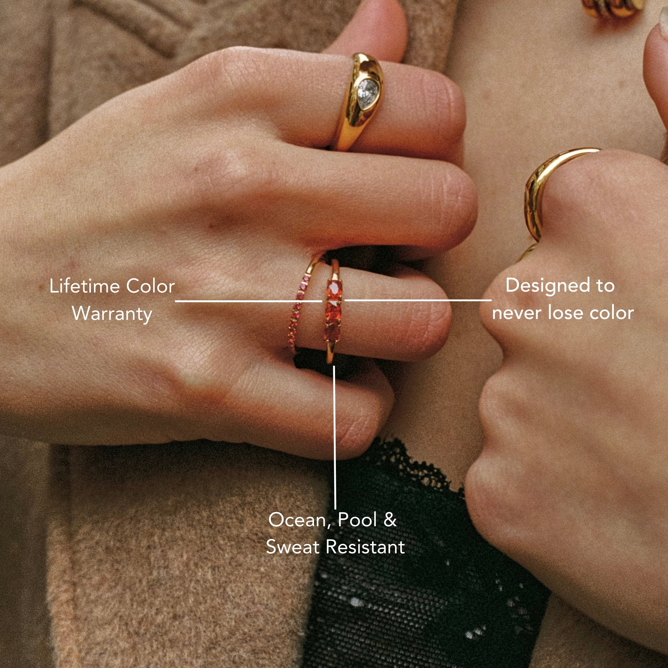 18K Gold Plated Raspberry Garnet Red Zircon Ring
