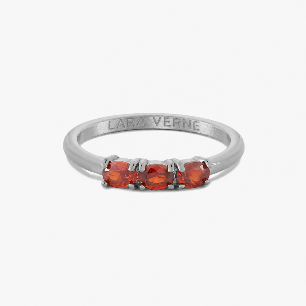 18K Gold Plated Raspberry Garnet Red Zircon Ring