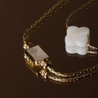 18K Gold Plated Mother of Pearl Rectangle Pendant Necklace