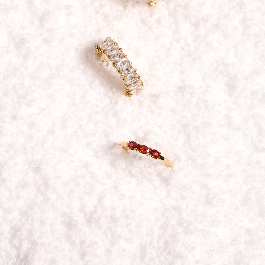 18K Gold Plated Raspberry Garnet Red Zircon Ring
