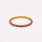 18K Gold Plated Bordeaux Ruby Zircon Thin Ring