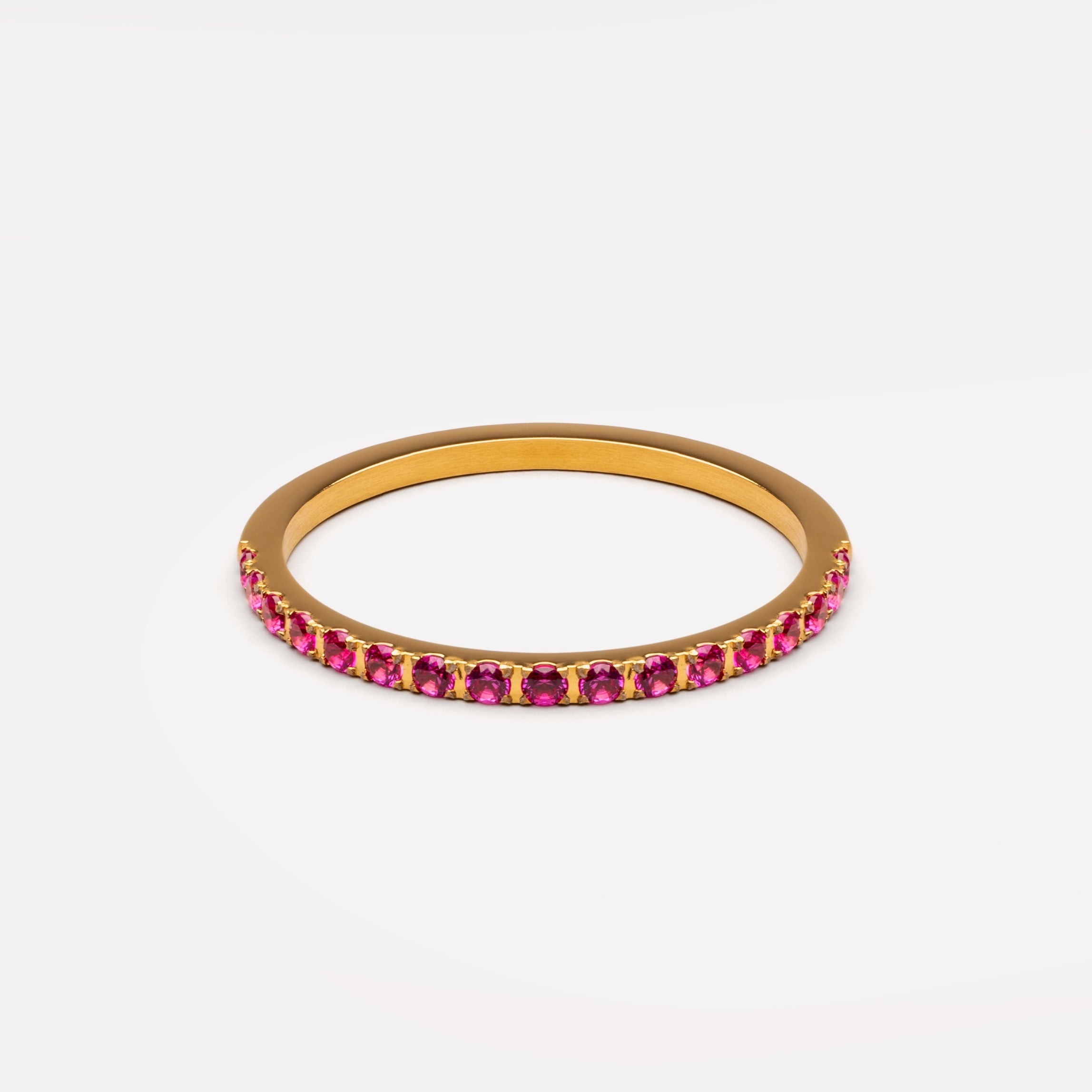 18K Gold Plated Bordeaux Ruby Zircon Thin Ring