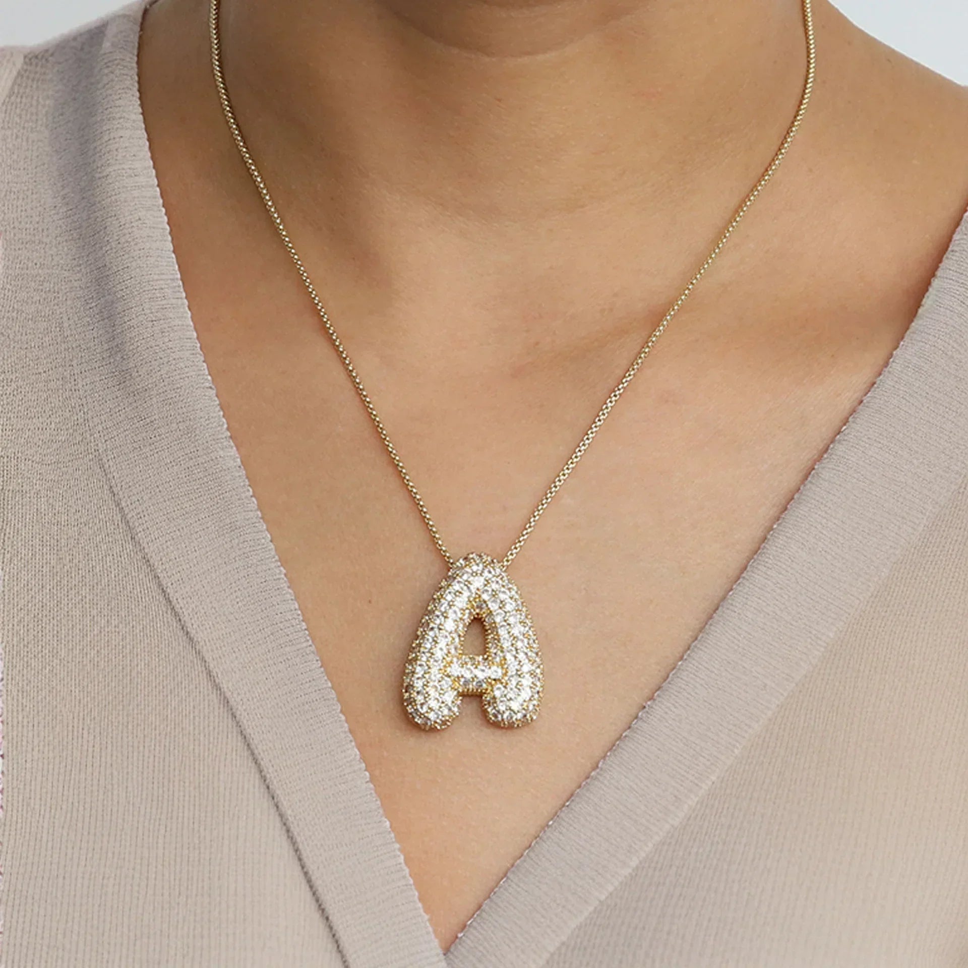 Genevieve Bubble Initial Necklace
