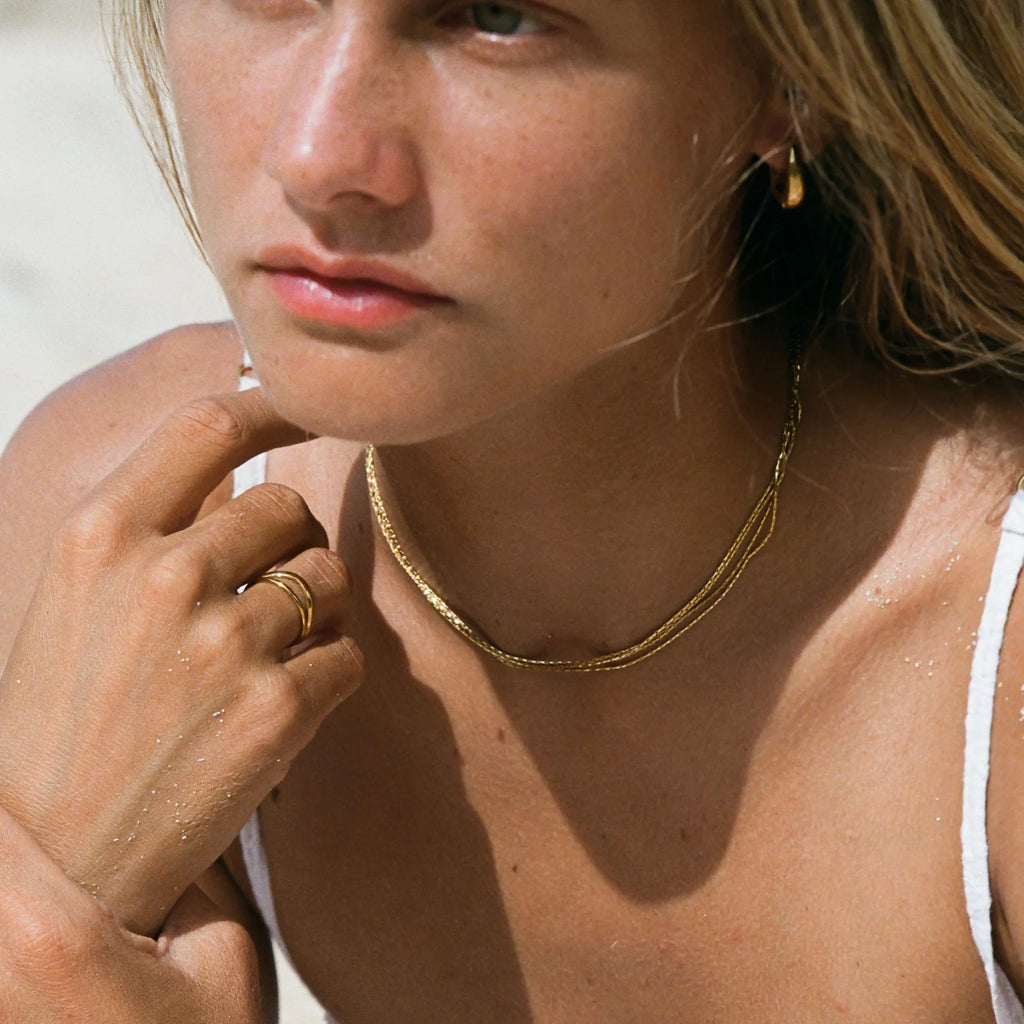 18K Gold Plated Four Layer Dainty Chain Choker Necklace Waterproof