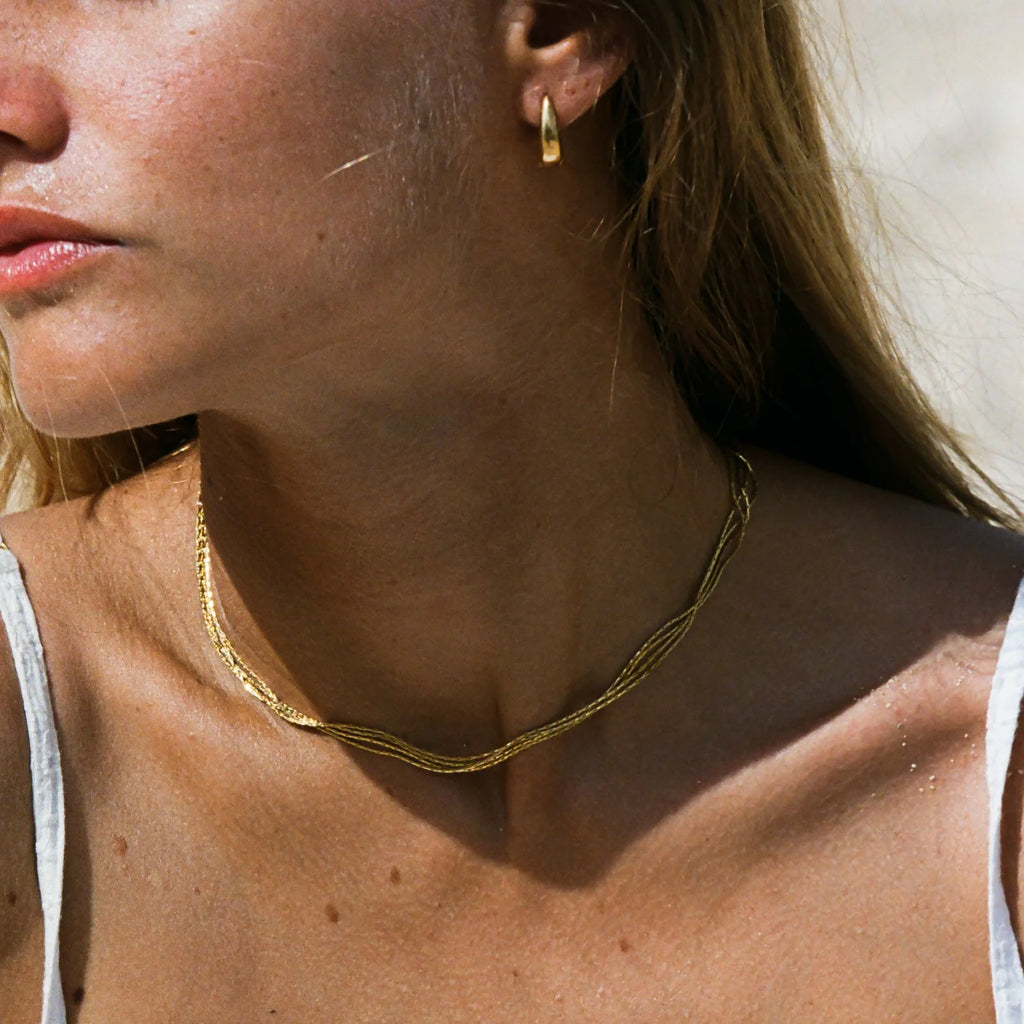 18K Gold Plated Four Layer Dainty Chain Choker Necklace Waterproof