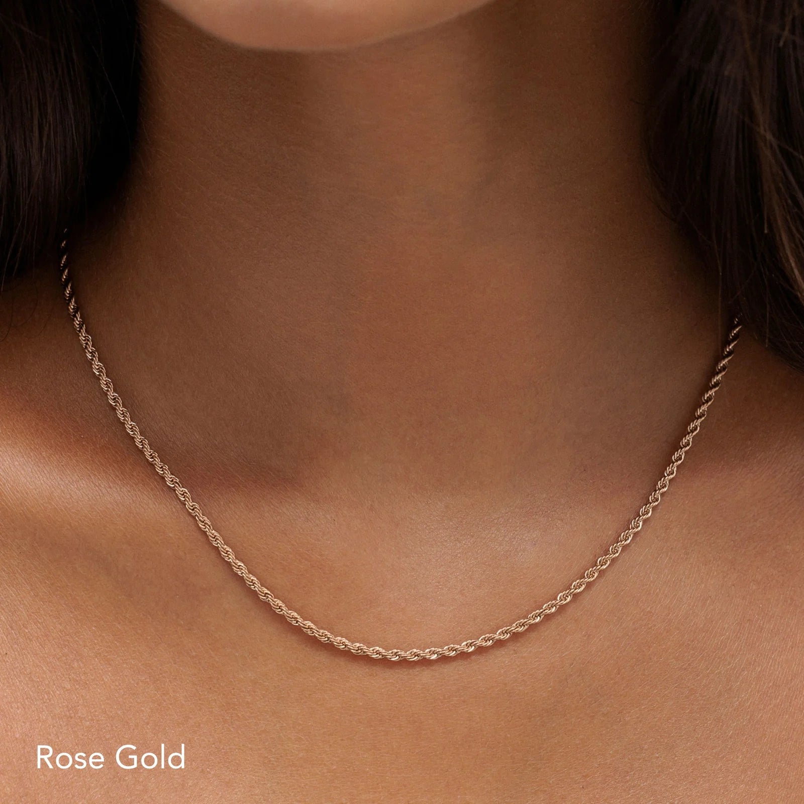 18K Gold Plated Dainty Rope Chain Necklace Waterproof Stainless Steel