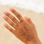 18K Gold Plated Whale Tail Ring Waterproof