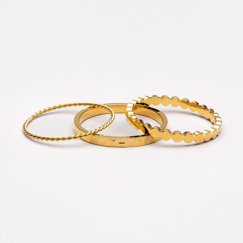 18K Gold Plated Daily Stacking Ring Set of 3