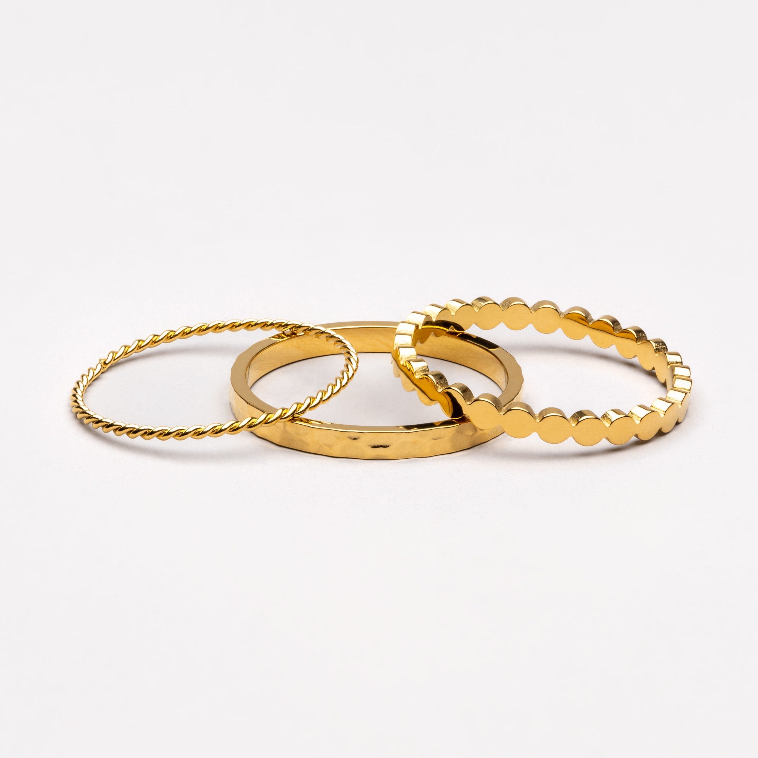 18K Gold Plated Daily Stacking Ring Set of 3