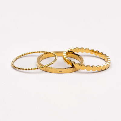 18K Gold Plated Daily Stacking Ring Set of 3