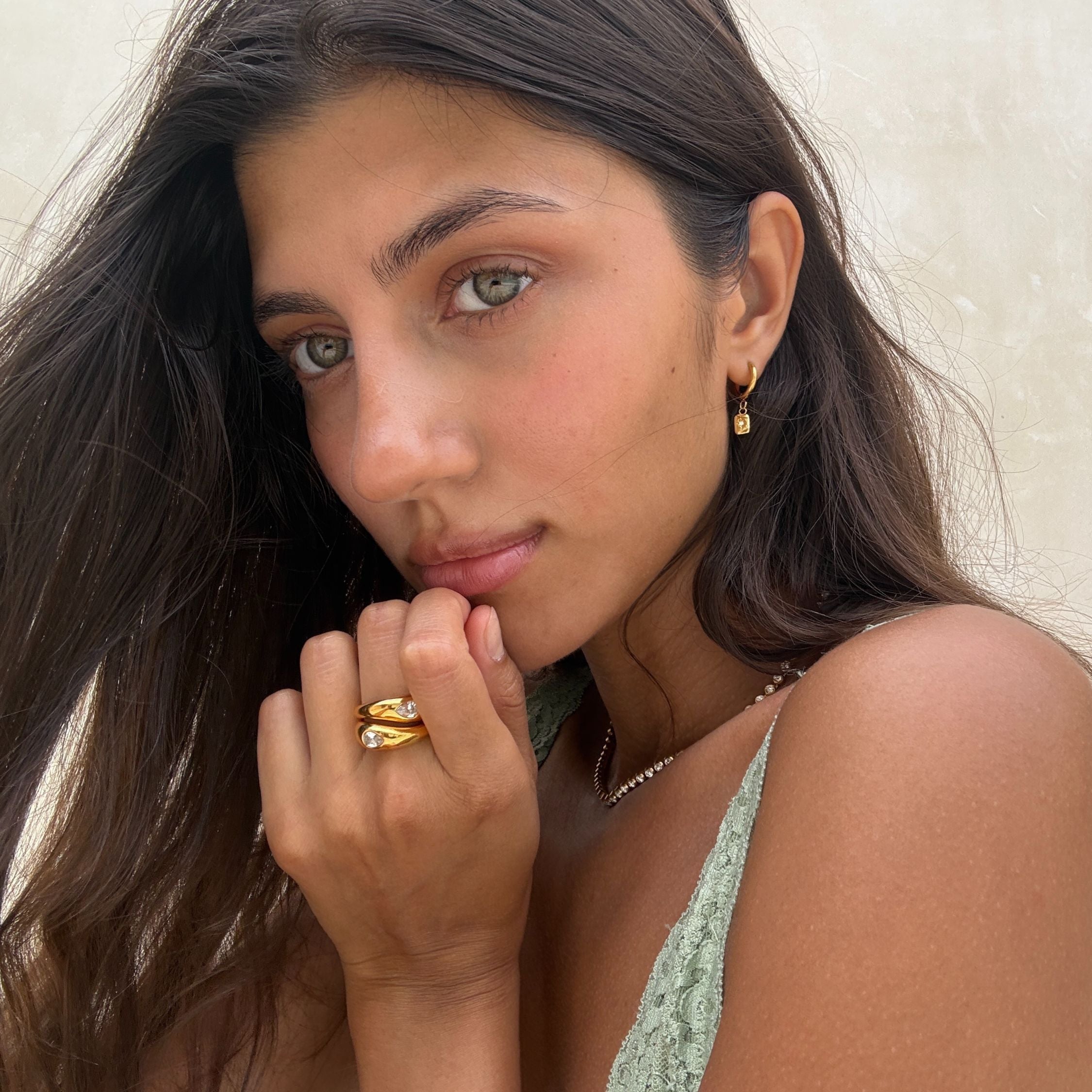 18K Gold Plated Harmony Zircon Ring Set of 2