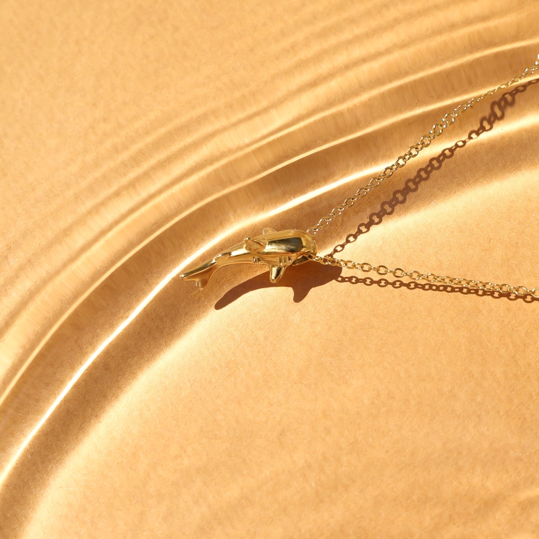 18K Gold Plated Shark Pendant Necklace Waterproof