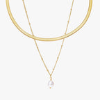 Herringbone Choker & Baroque Pearl Pendant Bundle Set