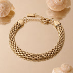 18K Gold Plated Woven Chain Bracelet Statement Bold