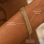 18K Gold Plated Woven Chain Bracelet Statement Bold