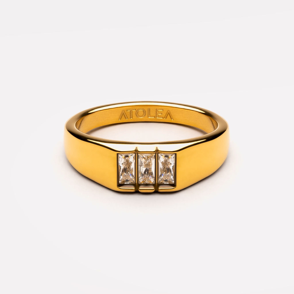 18K Gold Plated Baguette Zircon Signet Ring