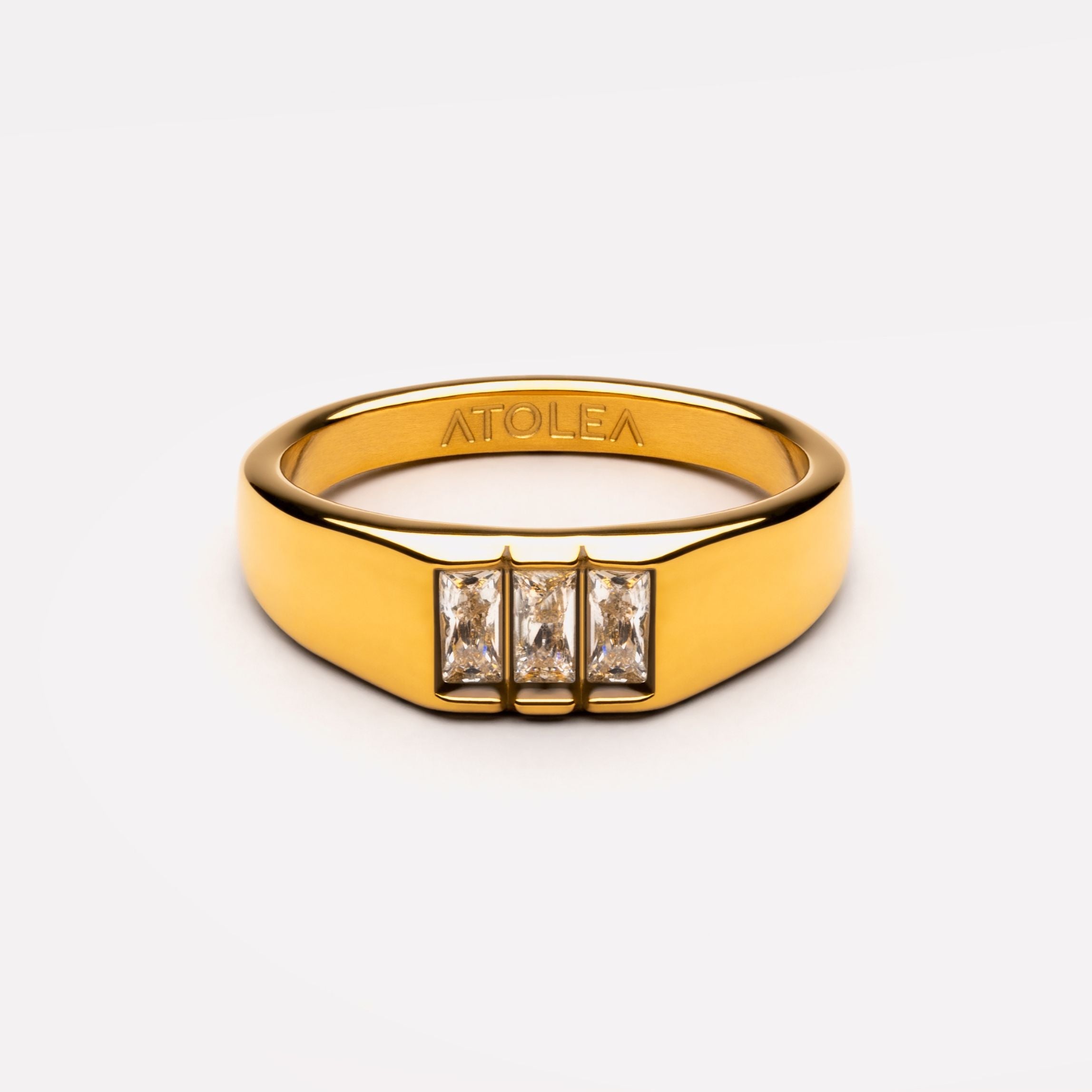 18K Gold Plated Baguette Zircon Signet Ring