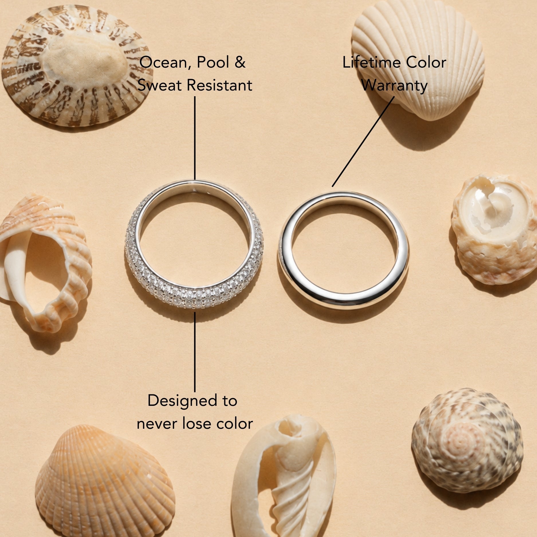 18K Gold Plated Day and Night Stacking Ring Set of 2