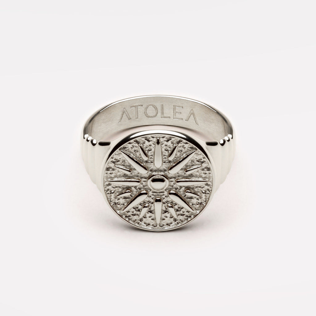 18K Gold Plated Golden Sun Signet Ring