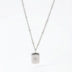 18K Gold Plated North Star Rectangle Tag Pendant Necklace