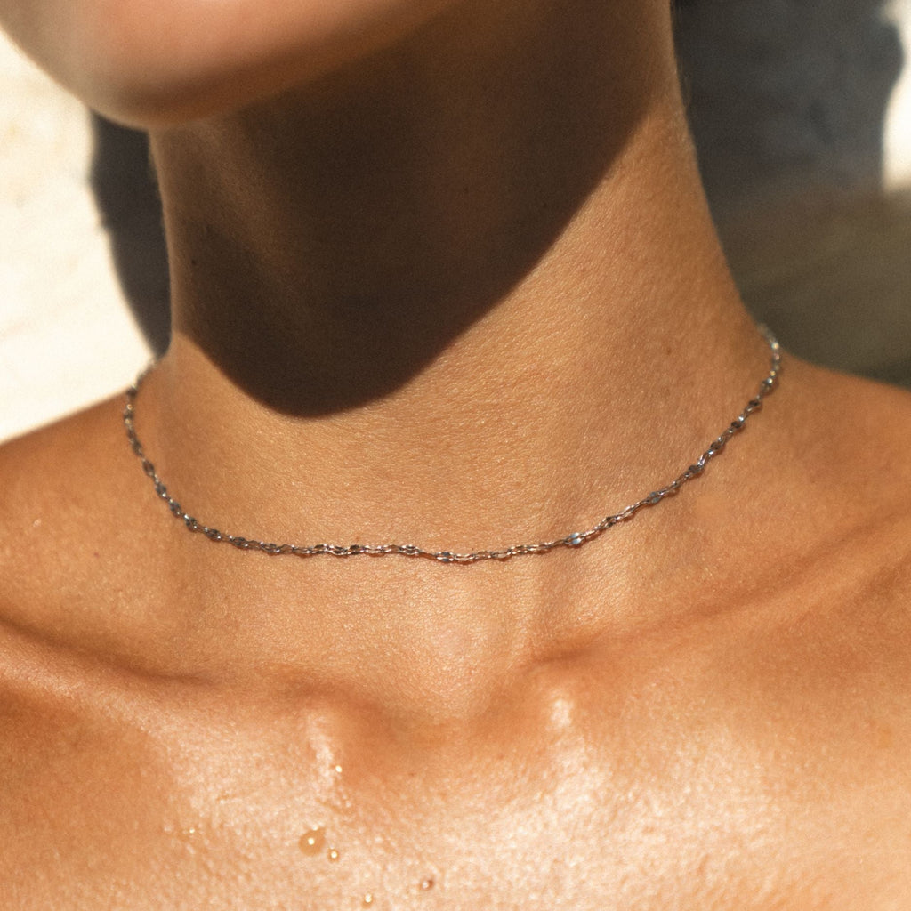 18K Gold Plated Dainty Chain Choker Necklace Waterproof
