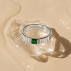 18K Gold Plated Chunky Emerald Green Zircon Ring