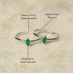 18K Gold Plated Dainty Emerald Green Zircon Ring